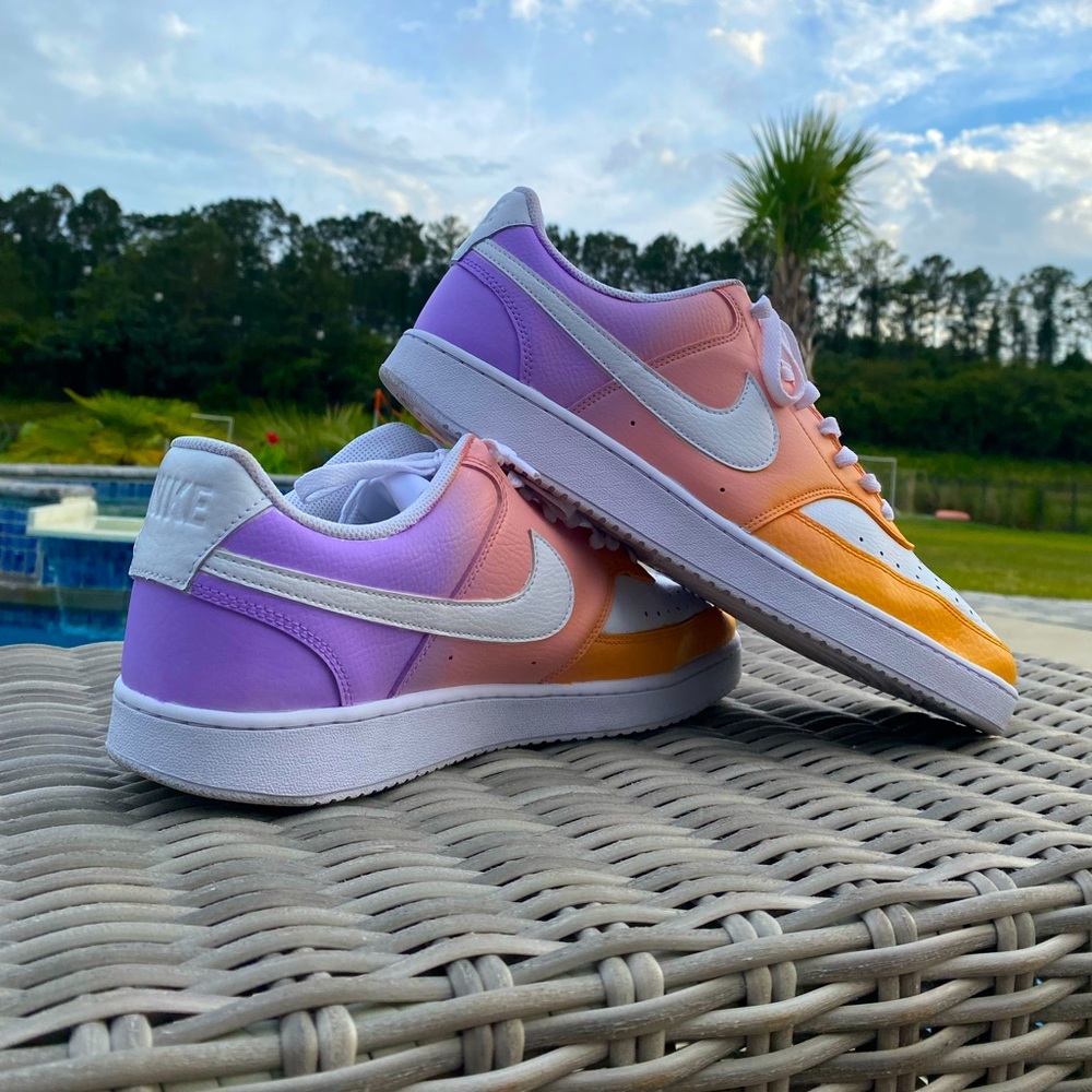 Custom tri-color fade on Nike court.
